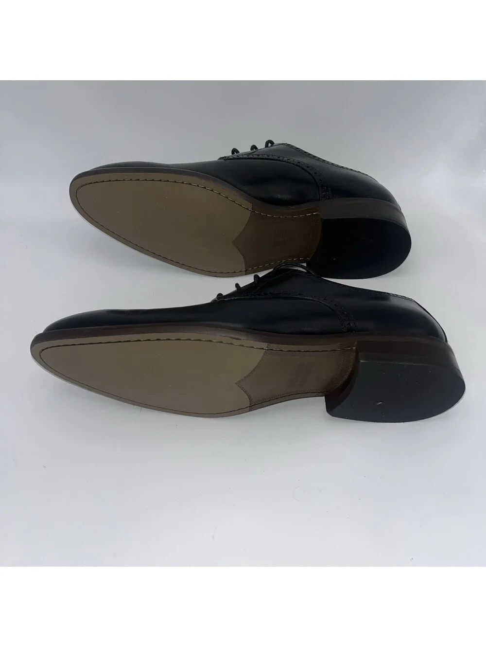 Johnson & Murphy Black Leather Dress Shoes Mens 10.5, 59-2469 Stockton Plain Toe